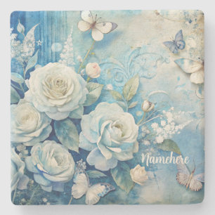 Dessous-de-verre En Pierre Créez Vos Propres Papillons Shabby Chic Rose Blanc