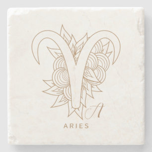 Dessous-de-verre En Pierre Créez votre propre Aries élégant or et blanc