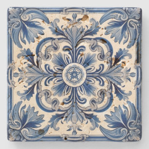 Dessous-de-verre En Pierre Créez Votre Propre Bleu Argenté Européen Vintage