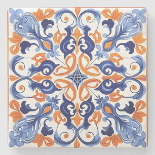 Dessous-de-verre En Pierre Créez votre propre bleu poussiéreux orange peint f
