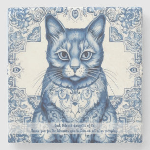 Dessous-de-verre En Pierre Créez votre propre chat floral bleu de style chino