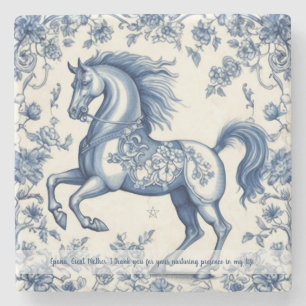 Dessous-de-verre En Pierre Créez Votre Propre Cheval Floral Bleu de Style Chi