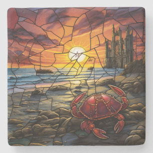 Dessous-de-verre En Pierre Créez votre propre crabe rouge de style vitrail