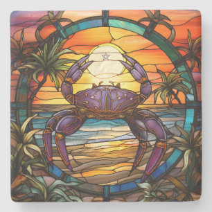 Dessous-de-verre En Pierre Créez votre propre crabe violet de style vitrail