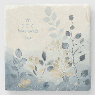 Dessous-de-verre En Pierre Créez Votre Propre Floral Bleu et Beige Minimalist