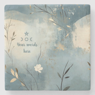 Dessous-de-verre En Pierre Créez Votre Propre Floral Bleu Minimaliste d'Été