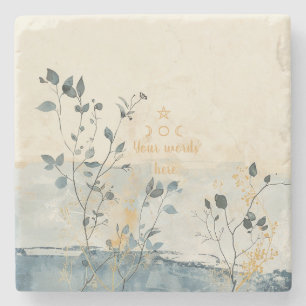Dessous-de-verre En Pierre Créez Votre Propre Floral Minimaliste Bleu Beige E