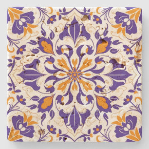Dessous-de-verre En Pierre Créez Votre Propre Floral Violet Doré Vintage
