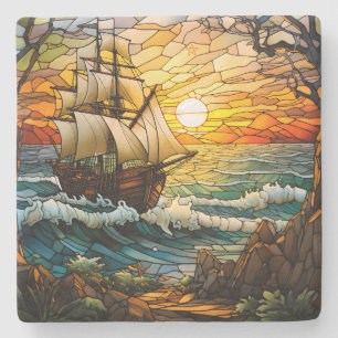 Dessous-de-verre En Pierre Créez votre propre grand voilier de coucher de sol