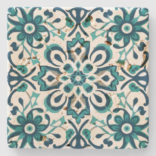 Dessous-de-verre En Pierre Créez Votre Propre Mandala Bleu de la Mer Méditerr