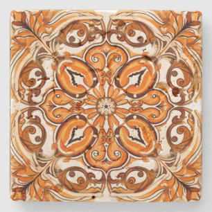 Dessous-de-verre En Pierre Créez Votre Propre Mandala Bleu Terracotta Vintage