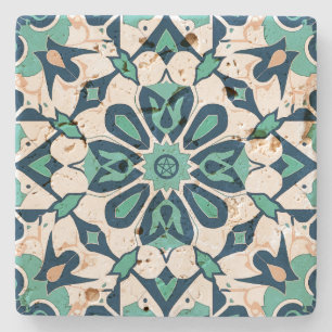 Dessous-de-verre En Pierre Créez Votre Propre Mandala d'Or Vert Méditerranéen