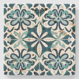 Dessous-de-verre En Pierre Créez Votre Propre Mandala Floral Vert Méditerrané
