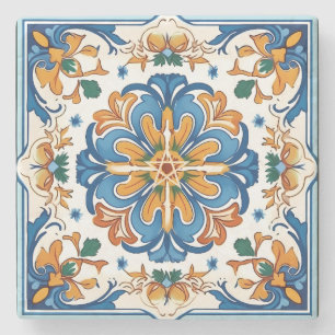 Dessous-de-verre En Pierre Créez votre propre mandala multicolore peint faux