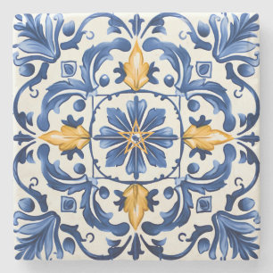 Dessous-de-verre En Pierre Créez Votre Propre Mandala Talavera Bleu Jaune
