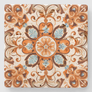 Dessous-de-verre En Pierre Créez Votre Propre Mandala Terracotta Ocre Vintage