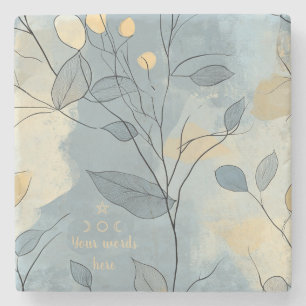 Dessous-de-verre En Pierre Créez Votre Propre Minimaliste Floral Bleu Profond