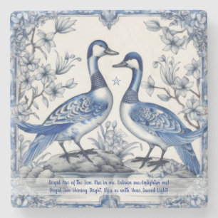 Dessous-de-verre En Pierre Créez Votre Propre Oie Florale Chinoiserie Bleue