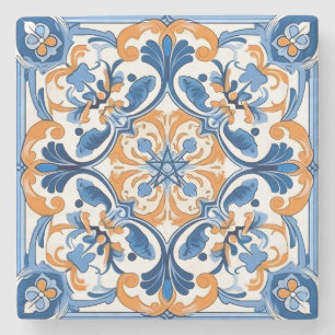 Dessous-de-verre En Pierre Créez Votre Propre Orange Bleu Ivoire Peint Faux
