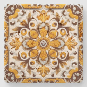 Dessous-de-verre En Pierre Créez Votre Propre Ornemental Ocre Brun Vintage