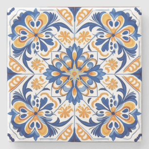 Dessous-de-verre En Pierre Créez Votre Propre Peinture Dorée Jaune Bleu Fauss