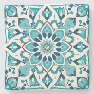 Dessous-de-verre En Pierre Créez Votre Propre Style Floral Faux Talavera Bleu