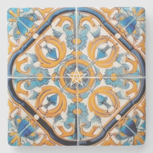 Dessous-de-verre En Pierre Créez Votre Propre Talavera Fausse Bleue Dorée Jau