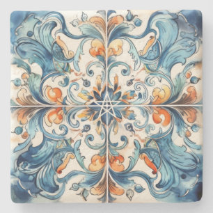 Dessous-de-verre En Pierre Créez Votre Propre Talavera Peinte Orange Bleu