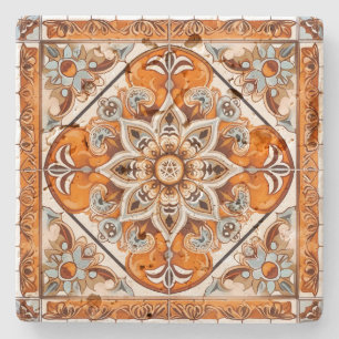 Dessous-de-verre En Pierre Créez Votre Propre Terracotta Vintage Floral Bleu