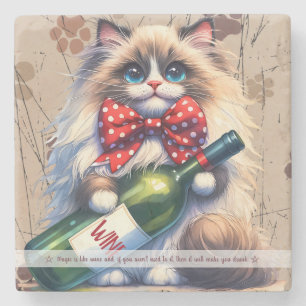 Dessous-de-verre En Pierre Créez Votre Propre Vin Drôle de Chat Birman Monsie