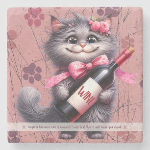 Dessous-de-verre En Pierre Créez Votre Propre Vin Drôle de Chatte Grise Madem