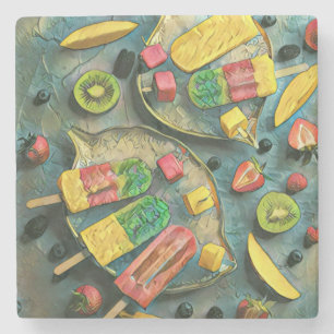 Dessous-de-verre En Pierre Crème glacée colorée pop fruits