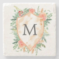 crête de famille pastel hiver fleuri monogramme