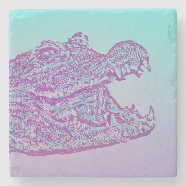 Dessous-de-verre En Pierre Crocodile bleu et violet Imprimer (Devant)