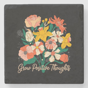 Dessous-de-verre En Pierre Croissance des pensées positives - Floral Inspirat