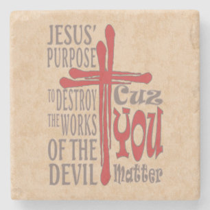 Dessous-de-verre En Pierre Croix du Christ sang rouge gouttes Cuz You Matt