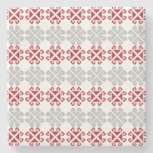 Dessous-de-verre En Pierre Croix géométrique rouge et gris letton