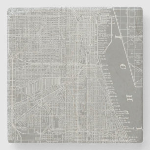 Dessous-de-verre En Pierre Croquis de la carte de Chicago City