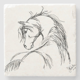Dessous-de-verre En Pierre Croquis de tête de cheval d'art