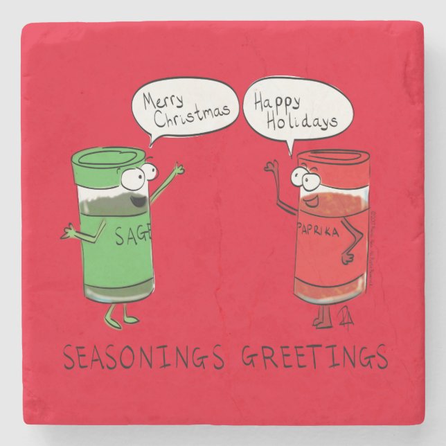 Dessous-de-verre En Pierre Cuisine de Noël Drôle Chef épices (Devant)