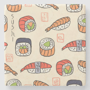 Dessous-de-verre En Pierre Cuisine sushi, design motif sans soudure.