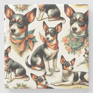 Dessous-de-verre En Pierre Cuisine Vintage Rat Terrier sans couture