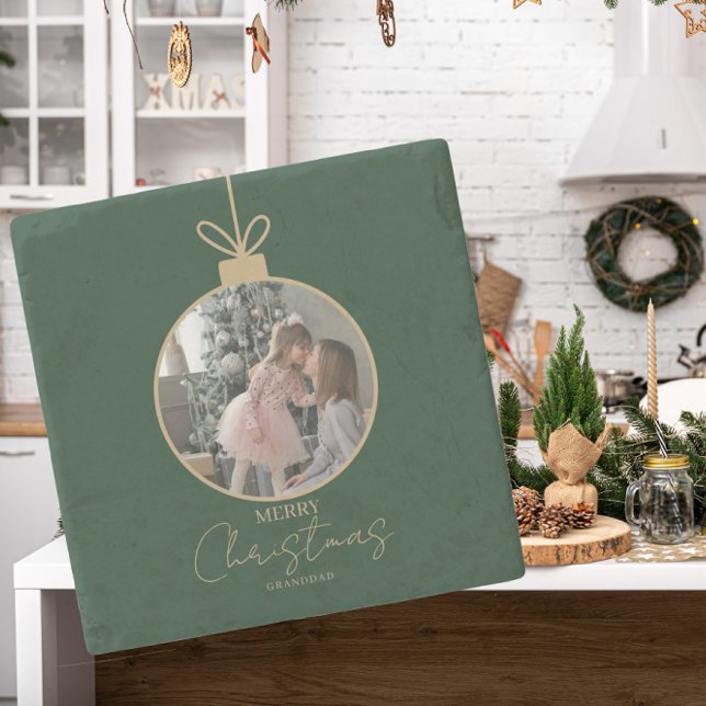 Dessous-de-verre En Pierre custom photo collage Merry Christmas bauble (Créateur téléchargé)