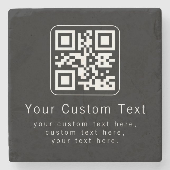 Dessous-de-verre En Pierre Customizable QR Code & Editable Text Template (Devant)
