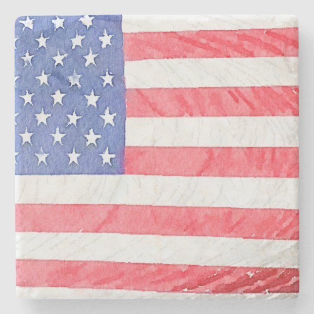 Dessous-de-verre En Pierre Customizable USA American Flag Marble Coaster Set  (Devant)