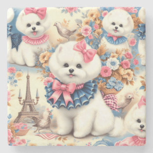 Dessous-de-verre En Pierre Cute Bichon Frisé