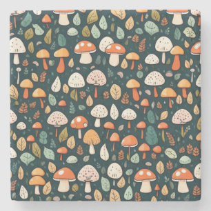 Dessous-de-verre En Pierre Cute champignons feuille cottage design