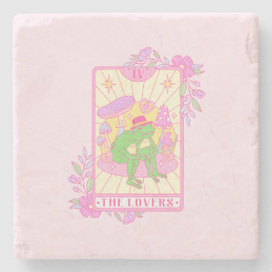 Dessous-de-verre En Pierre Cute Couple Frog - Les Amoureux