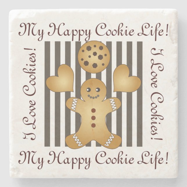 Dessous-de-verre En Pierre Cute Cute Gingerbread Homme Cookie (Devant)