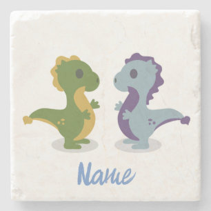 Dessous-de-verre En Pierre Cute Dinosaur Paire Thunder_Cove
